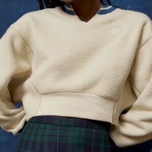 BDG Blue and Cream Fleece Pullover